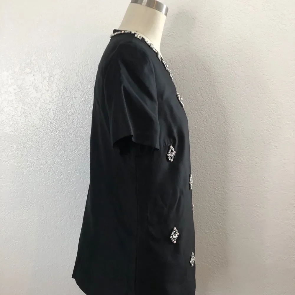 Tory Burch black embellished silk top 6